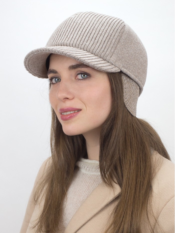 Бейсболка цвета бежевый меланж Д-111/1