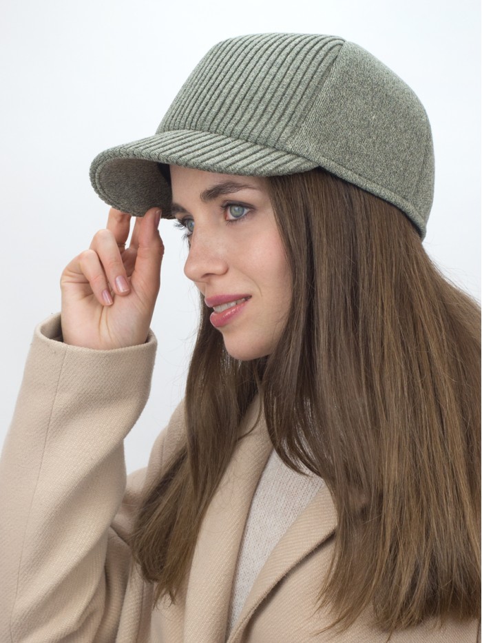 Бейсболка цвета оливковый меланж Д-111/1