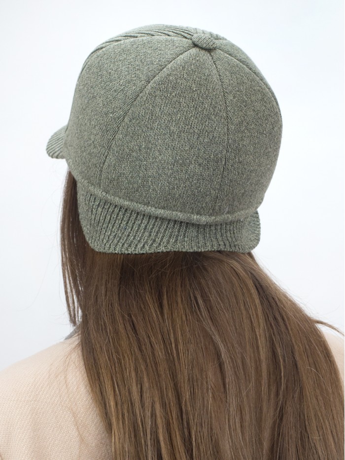 Бейсболка цвета оливковый меланж Д-111/1