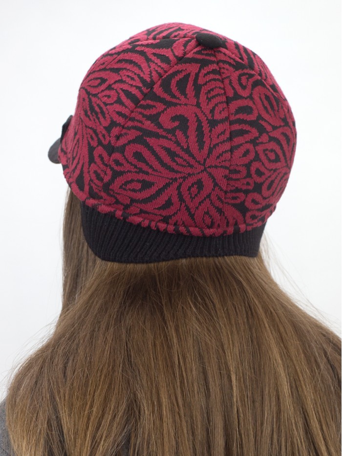 Бейсболка цвета бордовый-черный Д-111/3