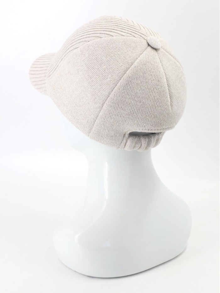 Бейсболка с оригинальной рельефной вязкой светло-бежевого  цвета Д-11Т-2