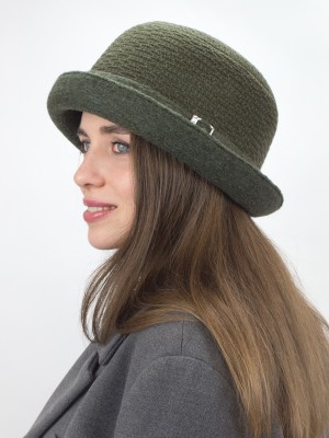 Уютная шляпа мягкой формы цвет болотный Д-144/45