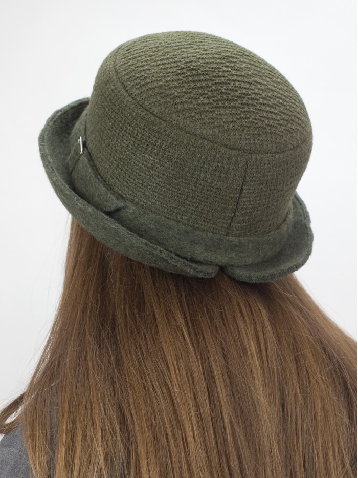 Уютная шляпа мягкой формы цвет болотный Д-144/45