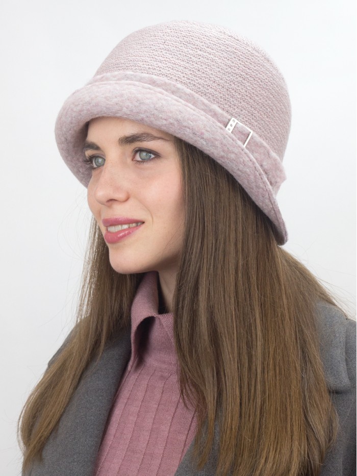 Уютная шляпа мягкой формы цвет пудровый Д-144/45