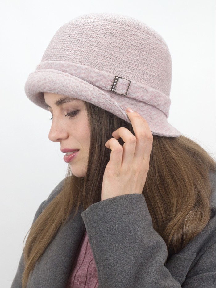 Уютная шляпа мягкой формы цвет пудровый Д-144/45