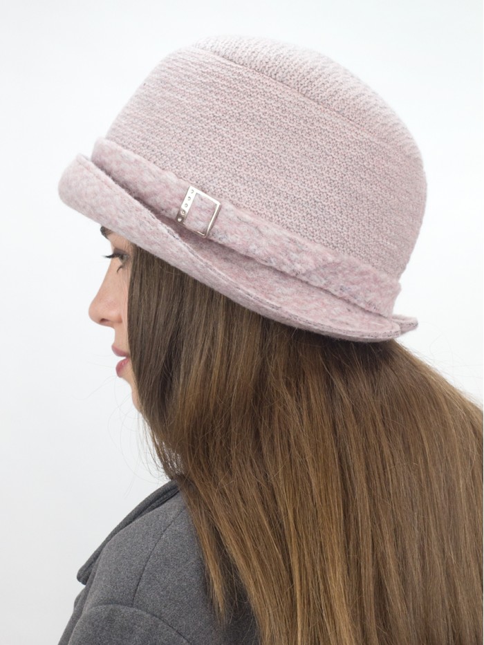 Уютная шляпа мягкой формы цвет пудровый Д-144/45