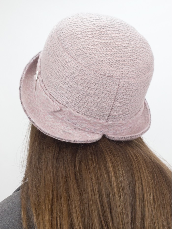 Уютная шляпа мягкой формы цвет пудровый Д-144/45