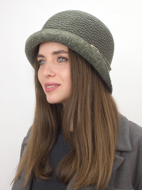 Уютная шляпа мягкой формы цвет серо-зеленый Д-144/45