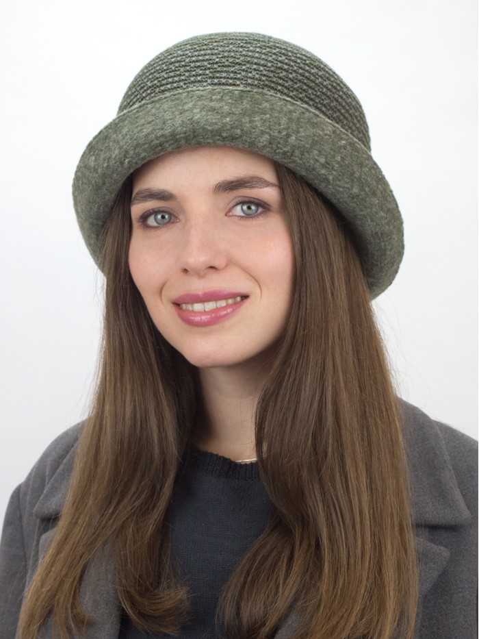 Уютная шляпа мягкой формы цвет серо-зеленый Д-144/45