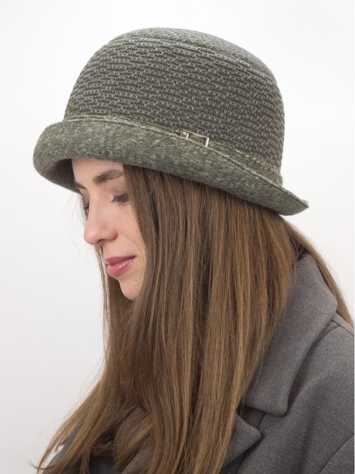 Уютная шляпа мягкой формы цвет серо-зеленый Д-144/45