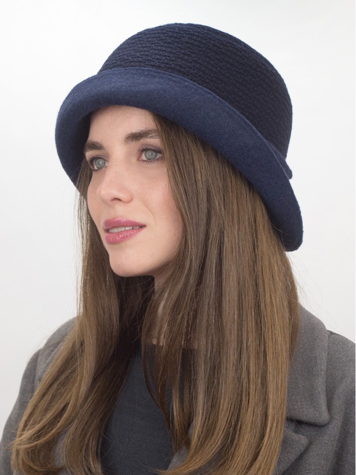 Уютная шляпа мягкой формы цвет темно-синий Д-144/45