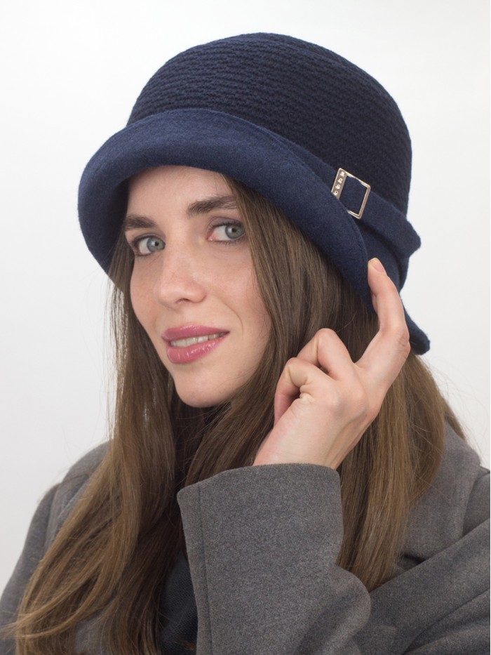 Уютная шляпа мягкой формы цвет темно-синий Д-144/45