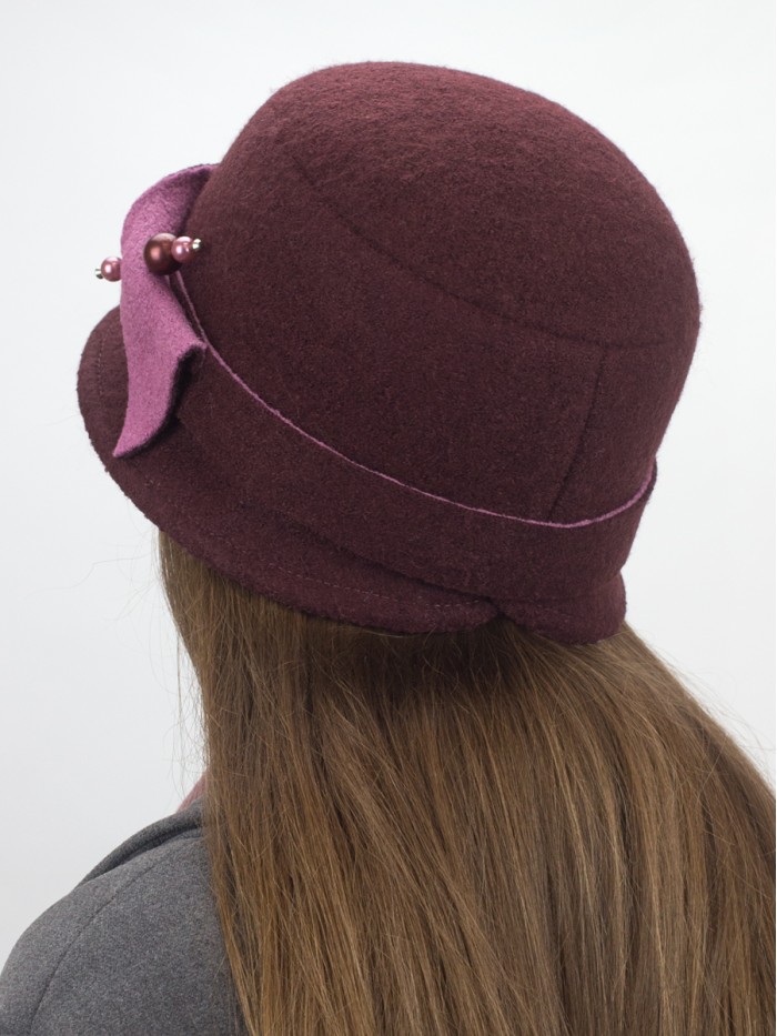 Комбинированная шляпка цвет коричнево-бордовый-темная лаванда Д-251/3