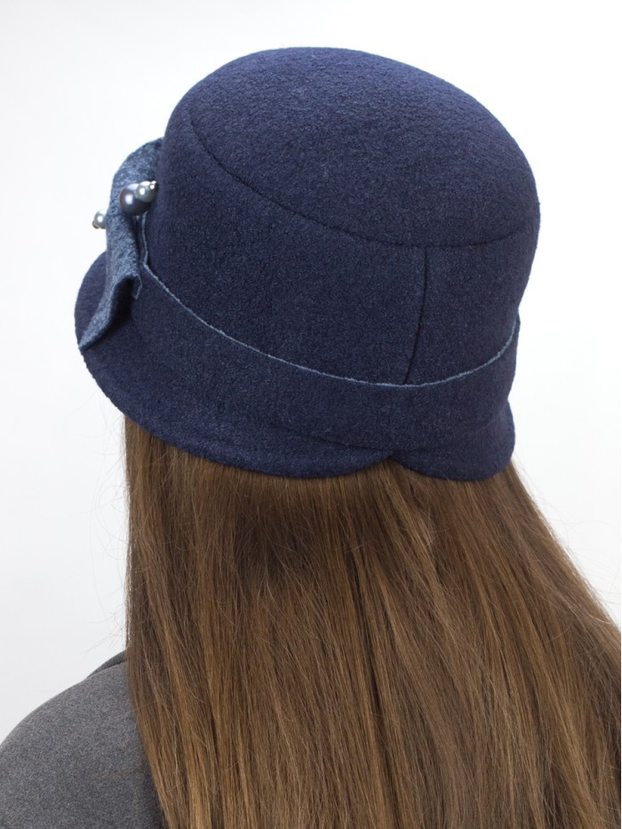 Комбинированная шляпка цвет темно-синий-индиго меланж Д-251/3