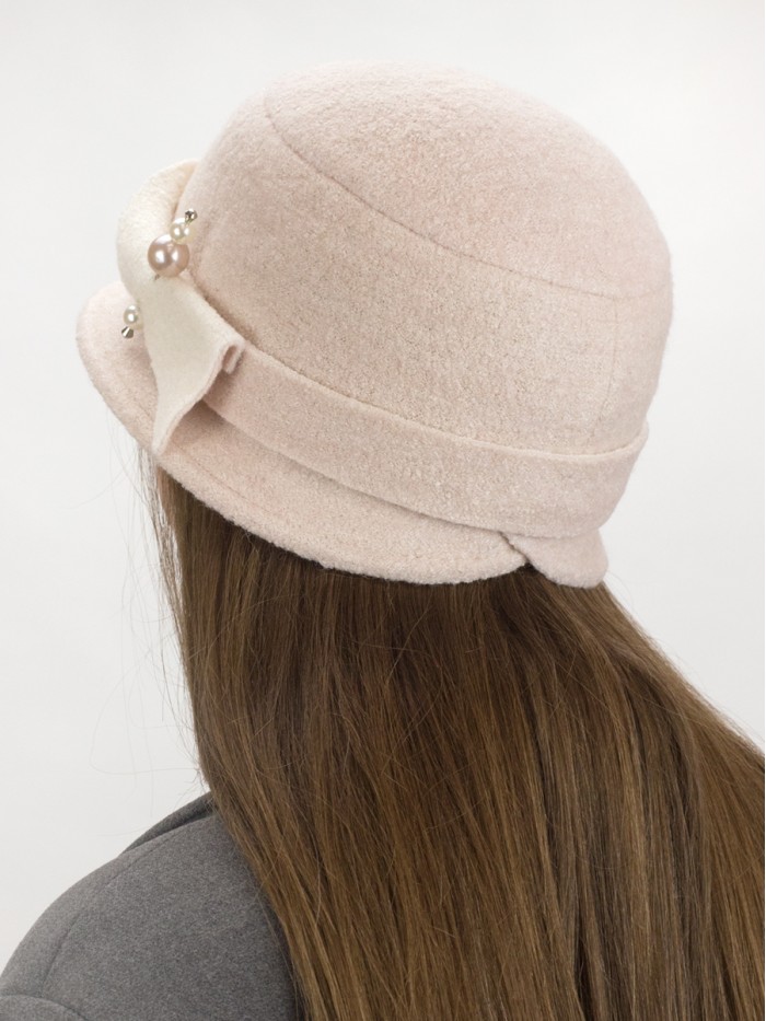 Комбинированная шляпка цвет ванильный меланж-молочный Д-251/3