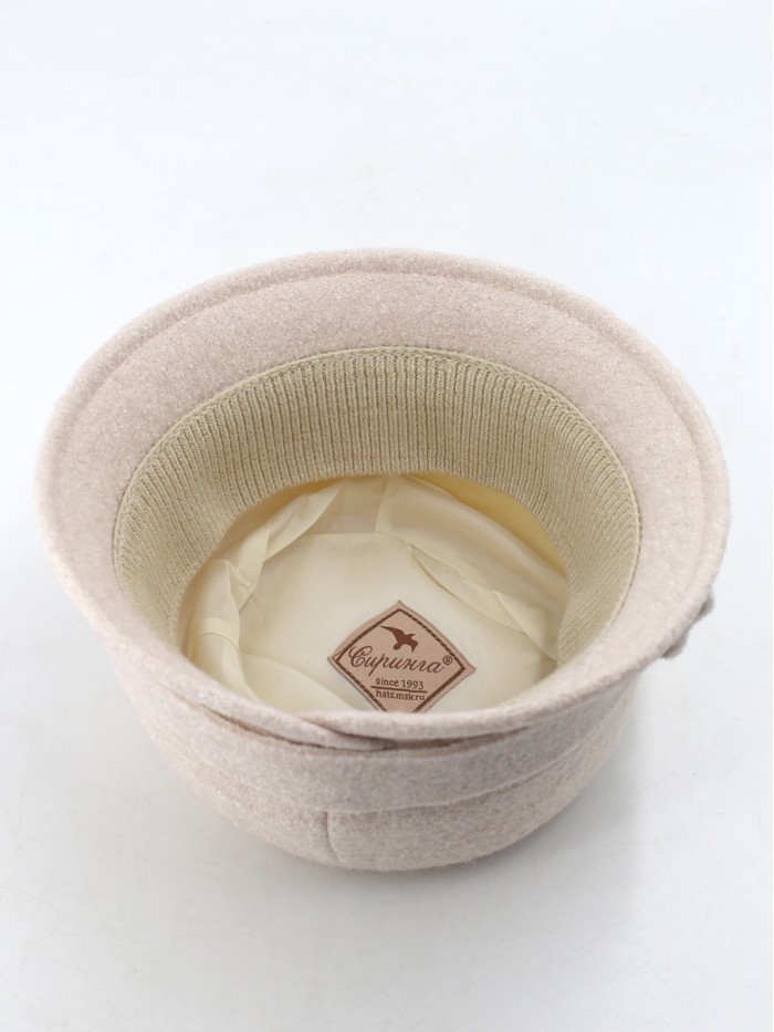 Комбинированная шляпка цвет ванильный меланж-молочный Д-251/3