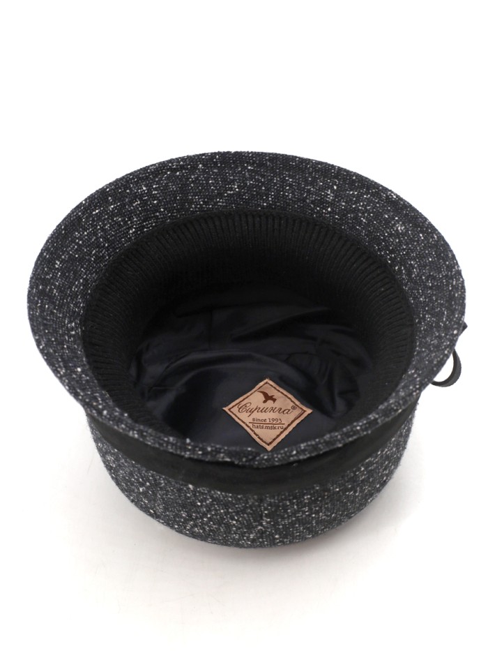 Элегантная шляпка с отделкой из замши цвет черный-молочный-серый Д-251/5А