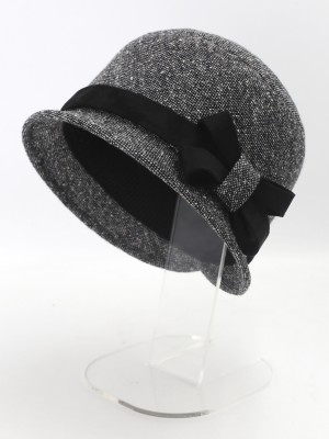 Элегантная шляпка с отделкой из замши цвет черный-средне-серый-серый Д-251/5А
