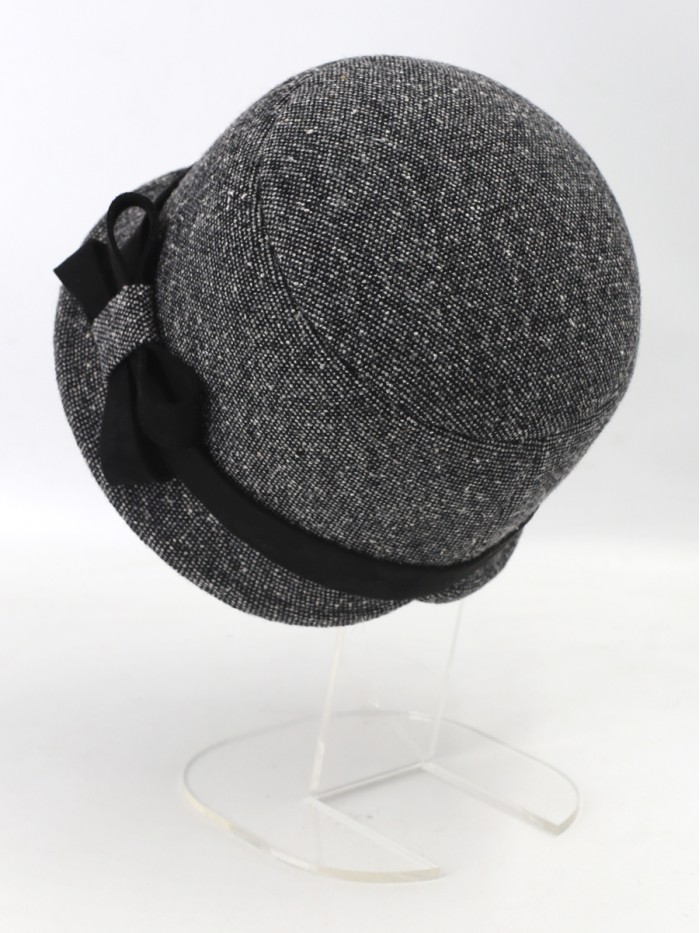 Элегантная шляпка с отделкой из замши цвет черный-средне-серый-серый Д-251/5А