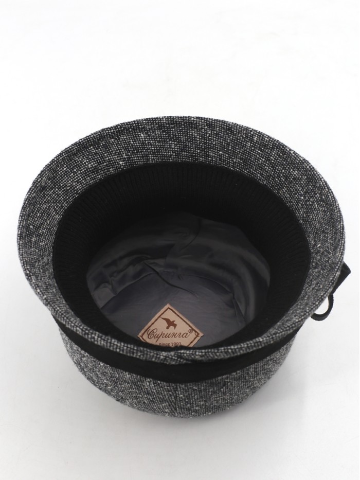 Элегантная шляпка с отделкой из замши цвет черный-средне-серый-серый Д-251/5А