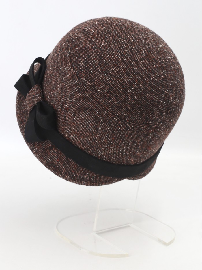 Элегантная шляпка с отделкой из замши цвет коричневый-черный Д-251/5А