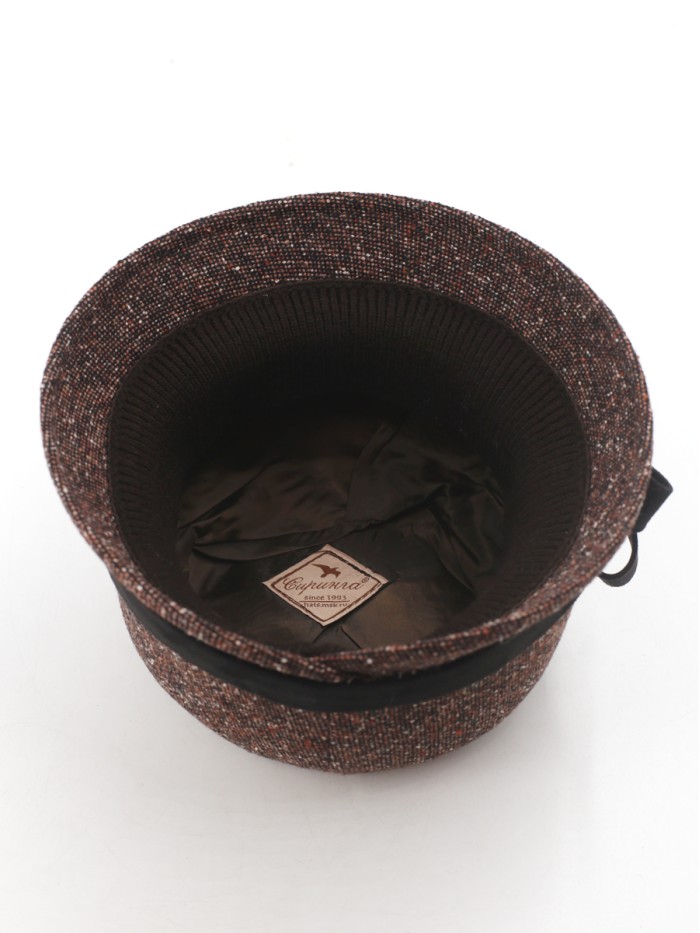 Элегантная шляпка с отделкой из замши цвет коричневый-черный Д-251/5А