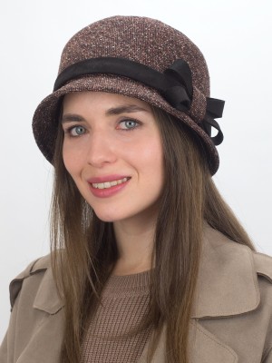 Элегантная шляпка с отделкой из замши цвет коричневый-черный Д-251/5А