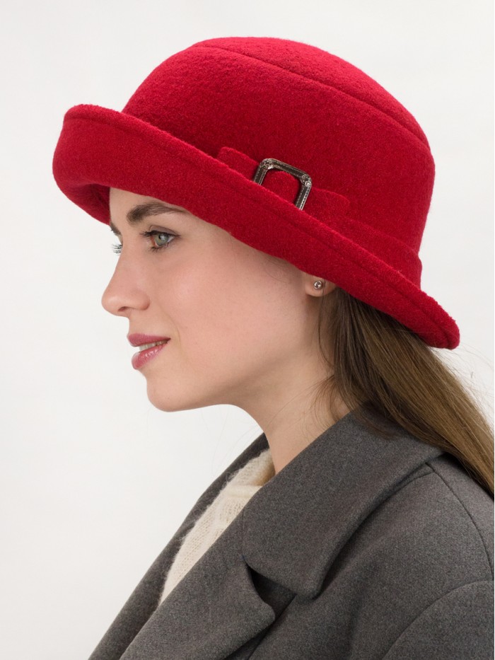 Оригинальная шляпа со стилизованным бантом цвет алый Д-254/3