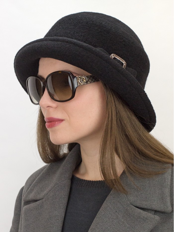 Оригинальная шляпа со стилизованным бантом цвет черный Д-254/3