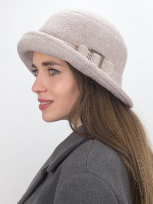 Оригинальная шляпа со стилизованным бантом цвет кофе со сливками Д-254/3