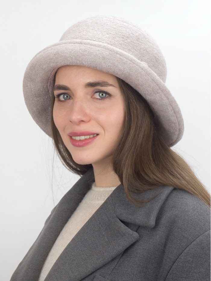 Оригинальная шляпа со стилизованным бантом цвет кофе со сливками Д-254/3