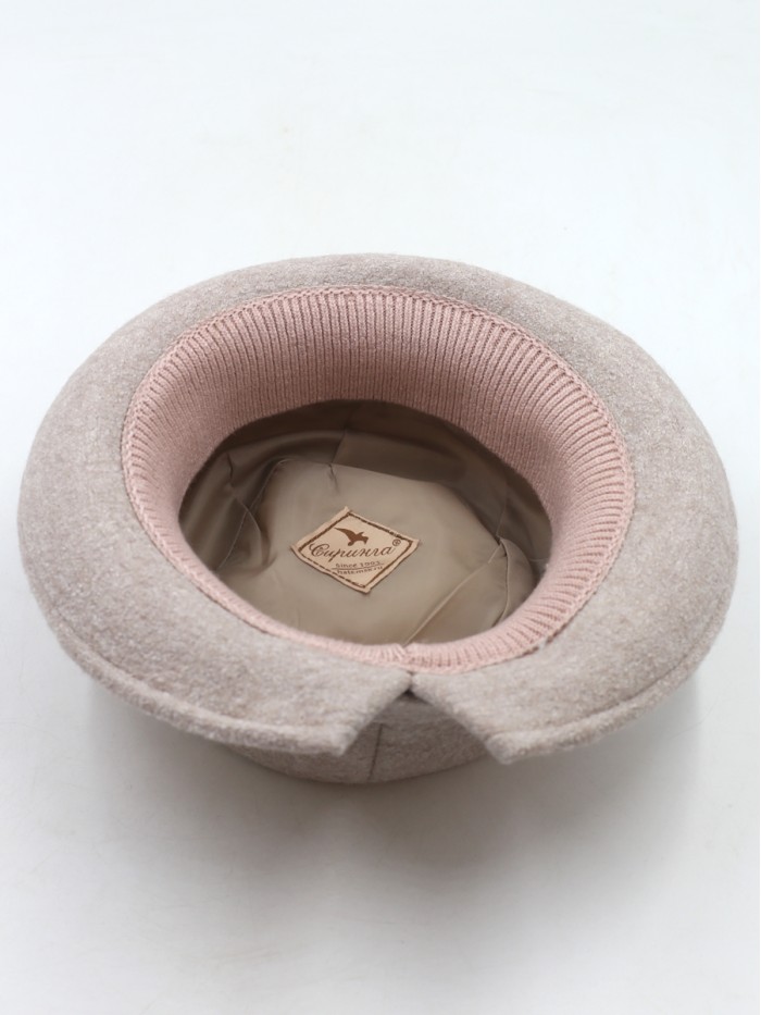 Оригинальная шляпа со стилизованным бантом цвет кофе со сливками Д-254/3