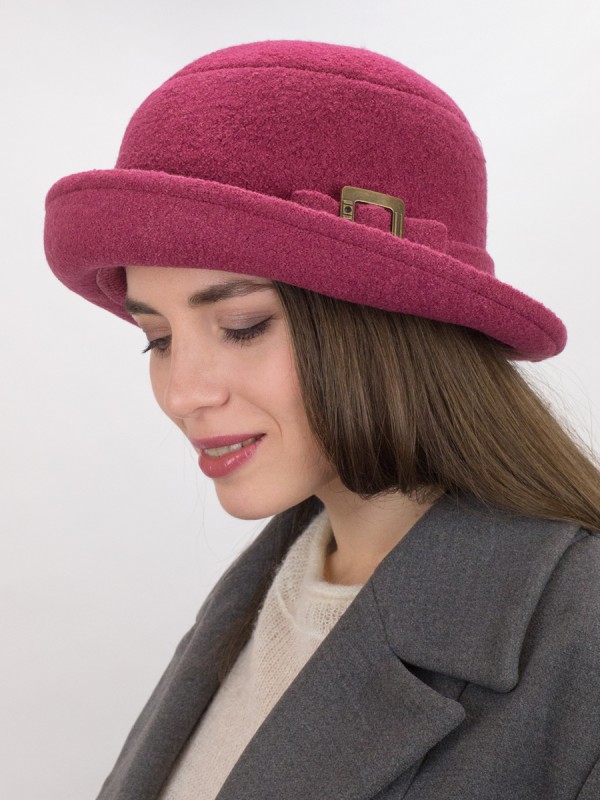 Демисезонная шляпа с большими полями розово-бордовый Д-254/3