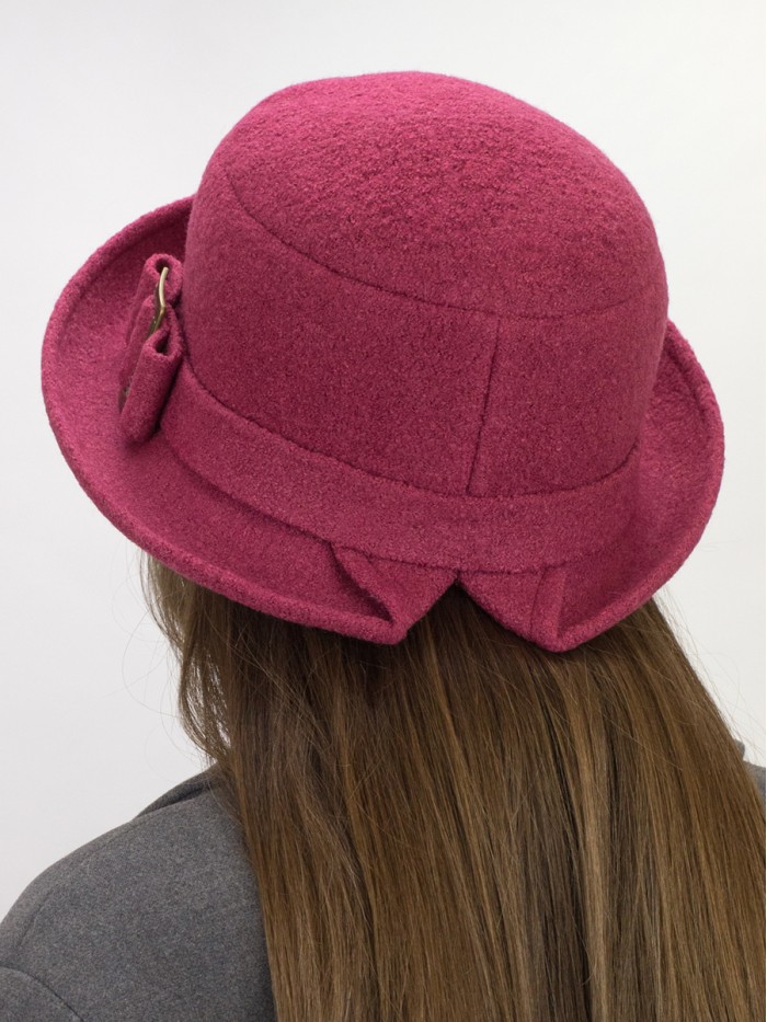 Демисезонная шляпа с большими полями розово-бордовый Д-254/3
