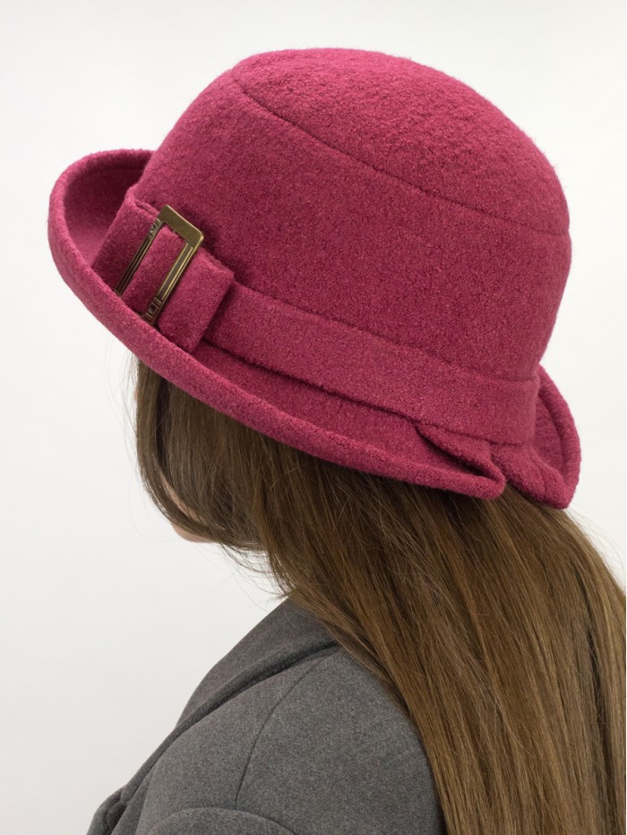 Демисезонная шляпа с большими полями розово-бордовый Д-254/3