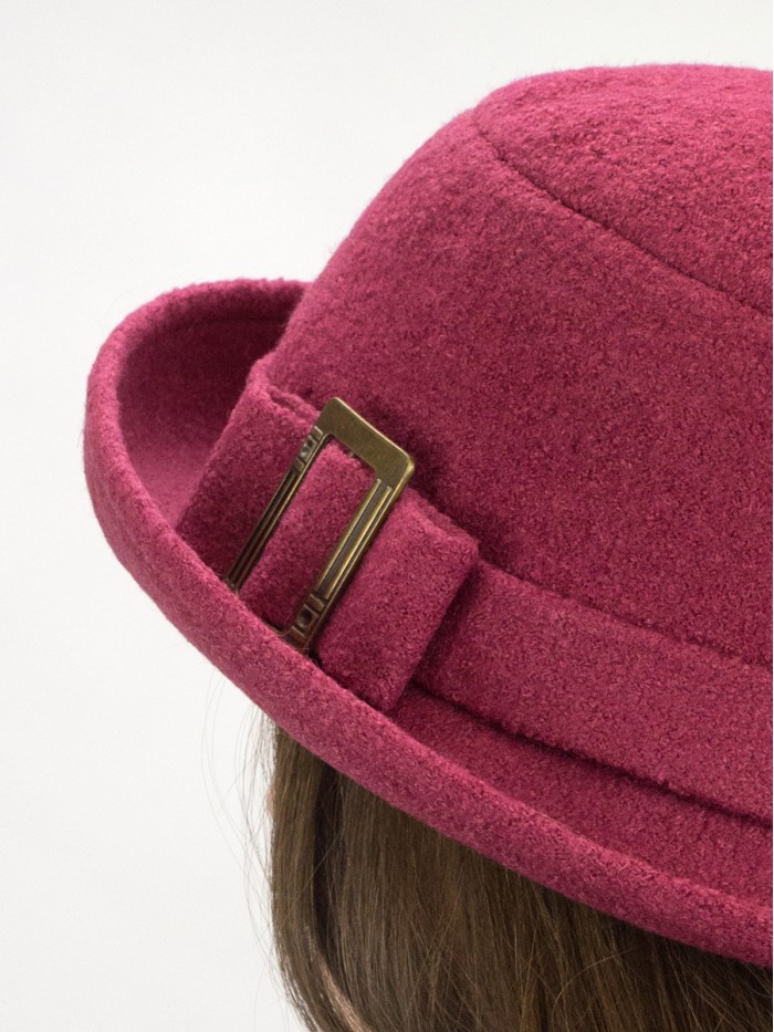 Демисезонная шляпа с большими полями розово-бордовый Д-254/3