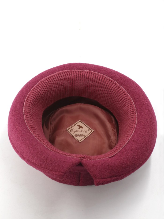 Демисезонная шляпа с большими полями розово-бордовый Д-254/3