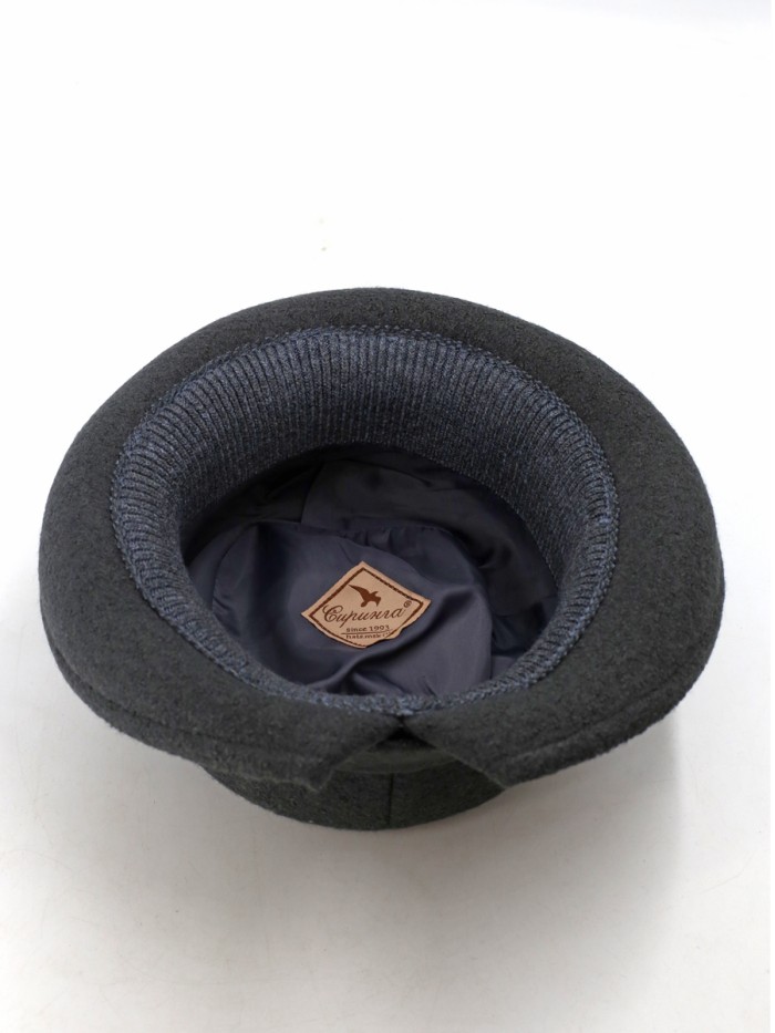 Демисезонная шляпа с большими полями серо-черный Д-254/3