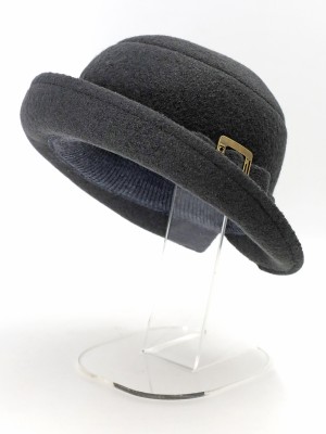 Демисезонная шляпа с большими полями серо-черный Д-254/3