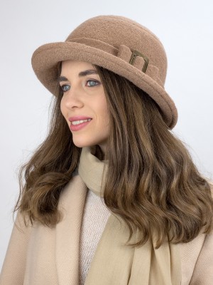 Оригинальная шляпа со стилизованным бантом цвет темно-бежевый Д-254/3