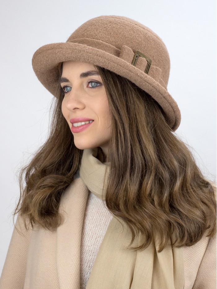 Оригинальная шляпа со стилизованным бантом цвет темно-бежевый Д-254/3