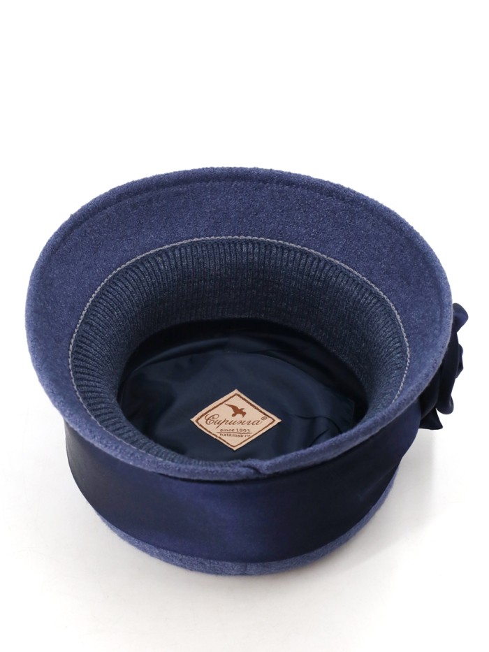 Шляпка с атласной лентой цвет светлый джинс Д-290