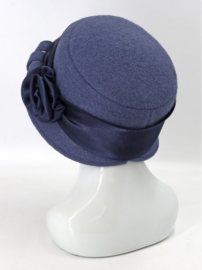 Шляпка с атласной лентой цвет светлый джинс Д-290