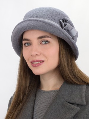 Шляпка со стилизованным бантом цвет темно-серый Д-418