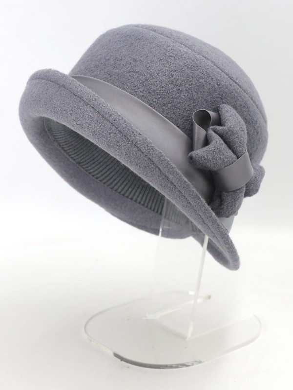 Шляпка со стилизованным бантом цвет темно-серый Д-418