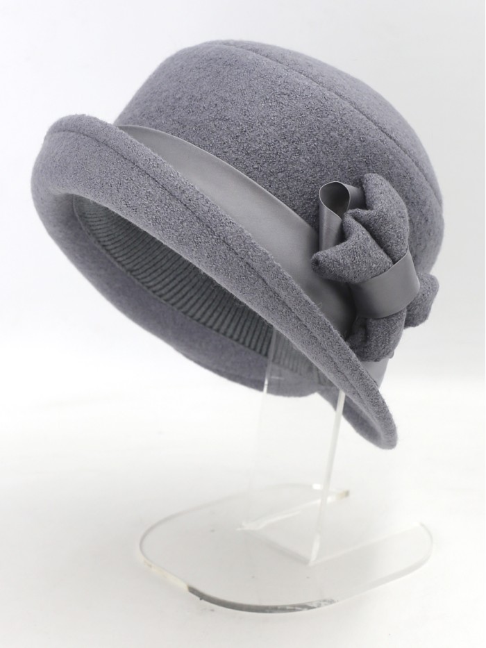 Шляпка со стилизованным бантом цвет темно-серый Д-418