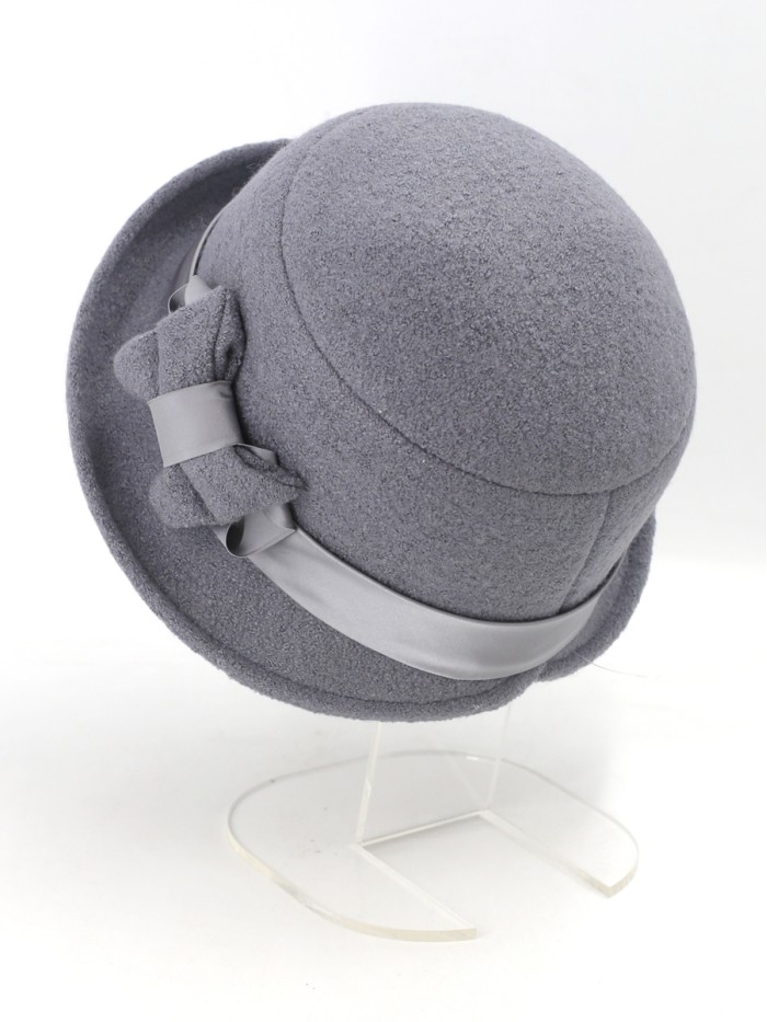 Шляпка со стилизованным бантом цвет темно-серый Д-418