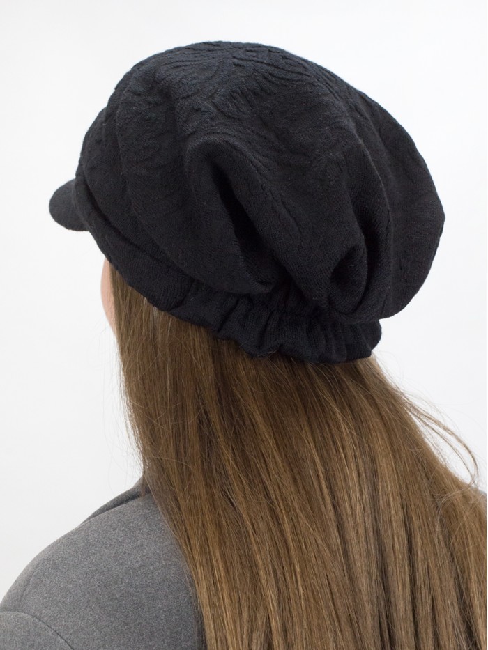 Дизайнерская кепка трикотажная цвет черный Д-427