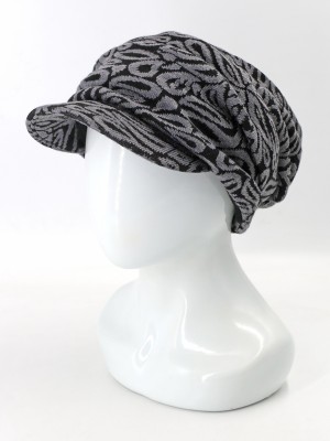 Дизайнерская кепка трикотажная цвет черный-серый меланж Д-427