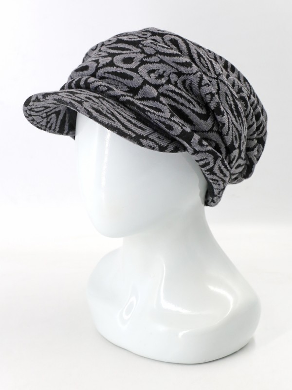 Дизайнерская кепка трикотажная цвет черный-серый меланж Д-427